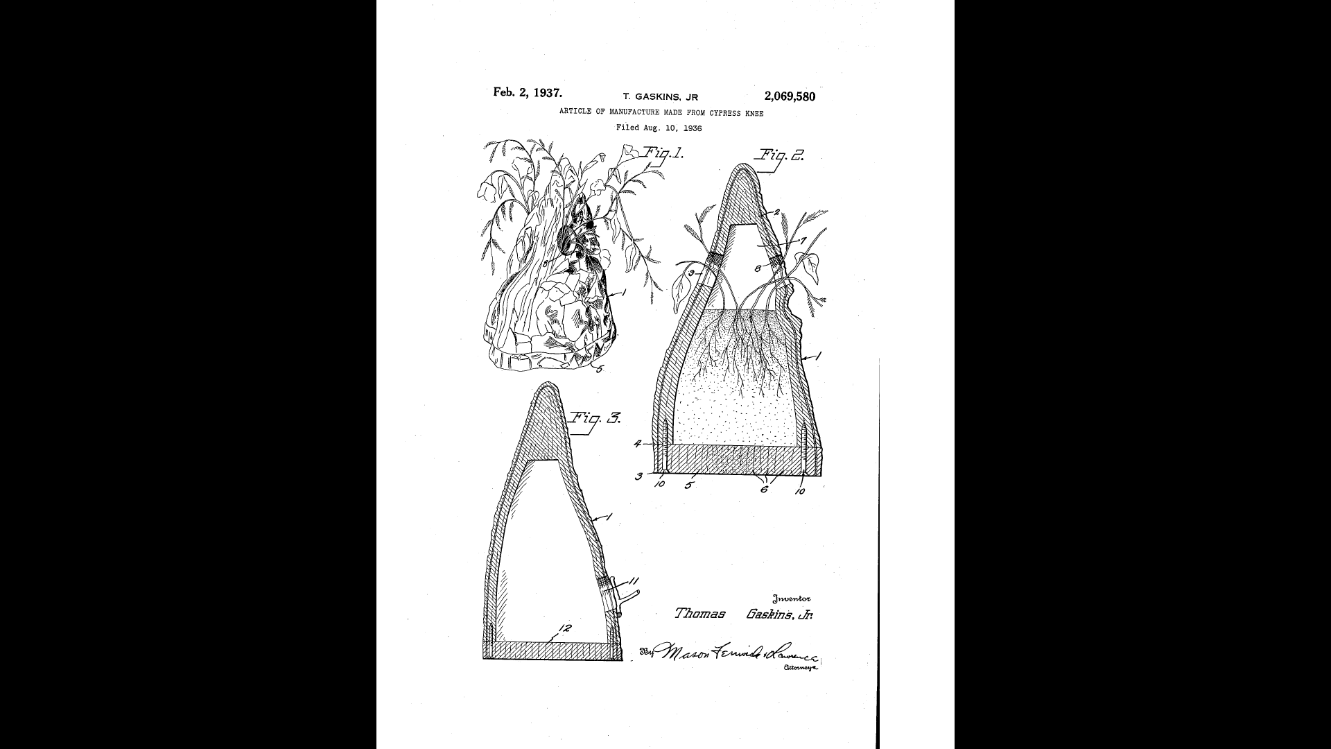 Tom Gaskins Patent No. 2,069,580