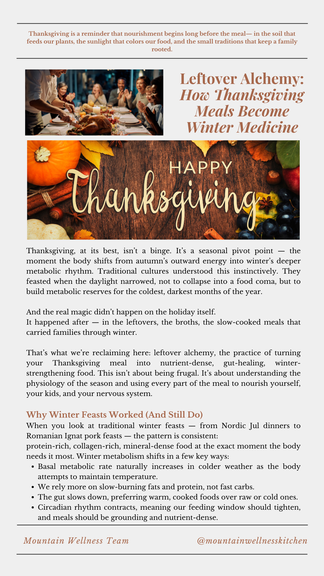 Leftover Alchemy: How Thanksgiving Meals Become Winter Medicine