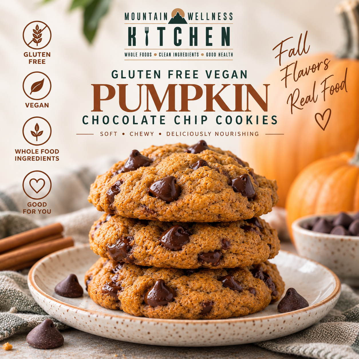 Vegan Gluten Free Pumpkin Chocolate Chip Cookies