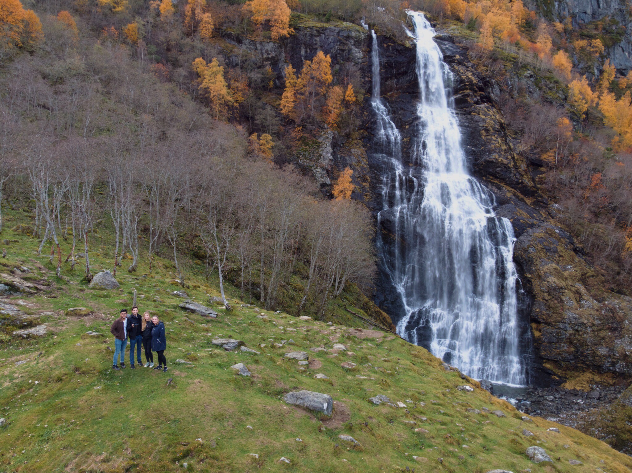 Brekkefossen Waterfall - In the village of Flåm