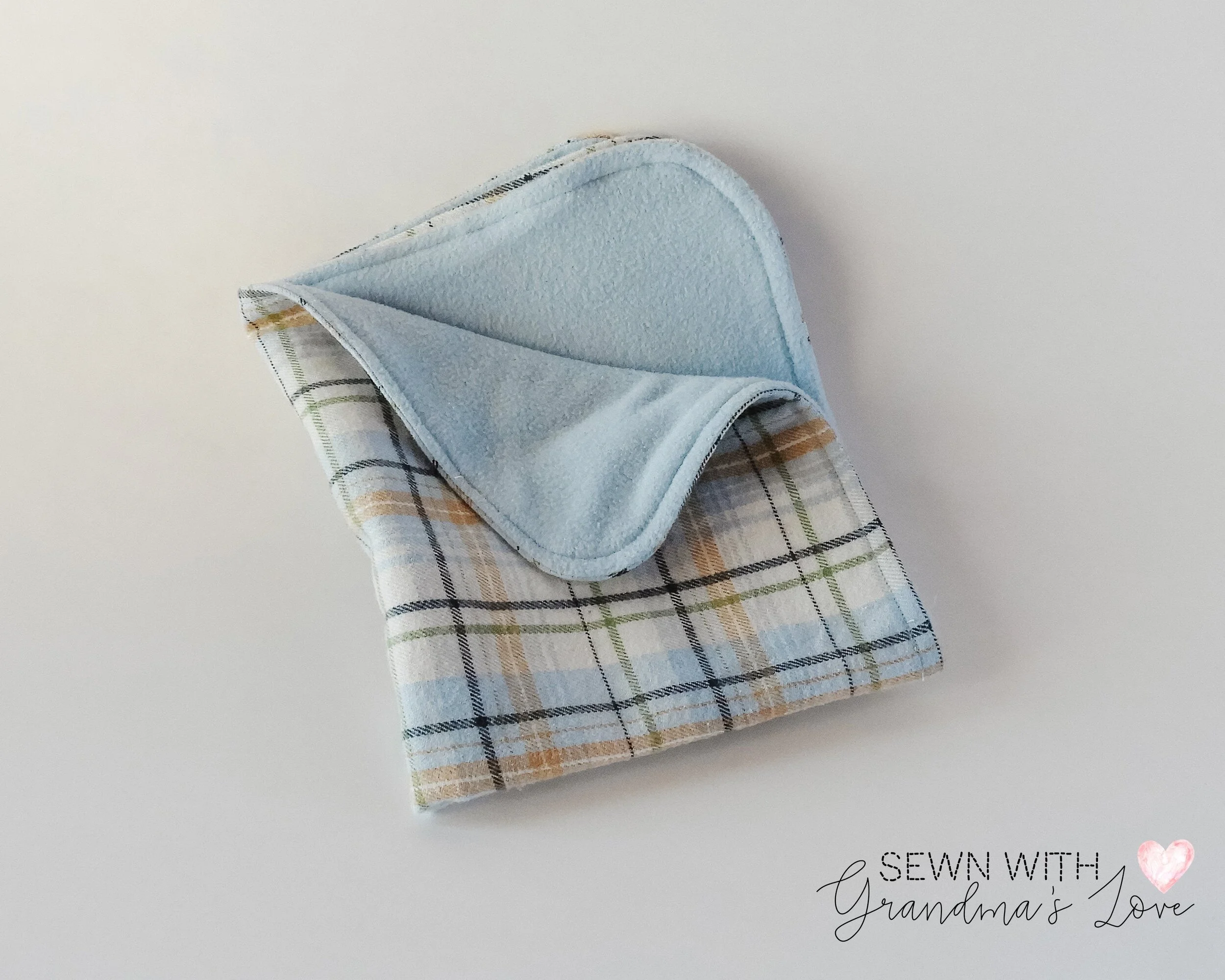 Blue Plaid Flannel Fleecy Security Blanket - 14" x 17"