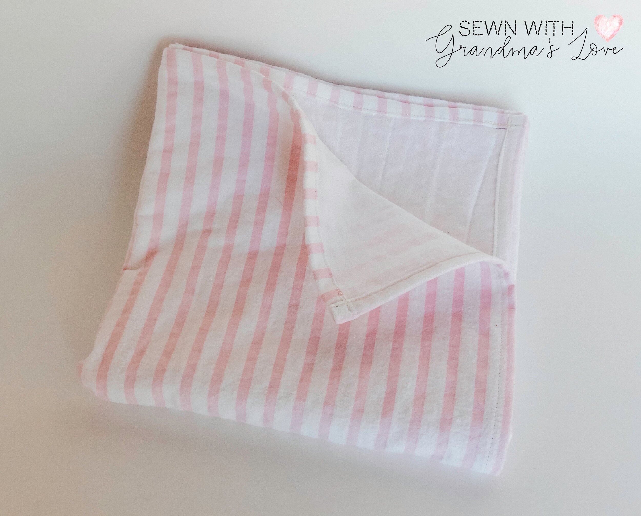 Pink & White Stripe Flannel Receiving Blanket - 28" x 34"