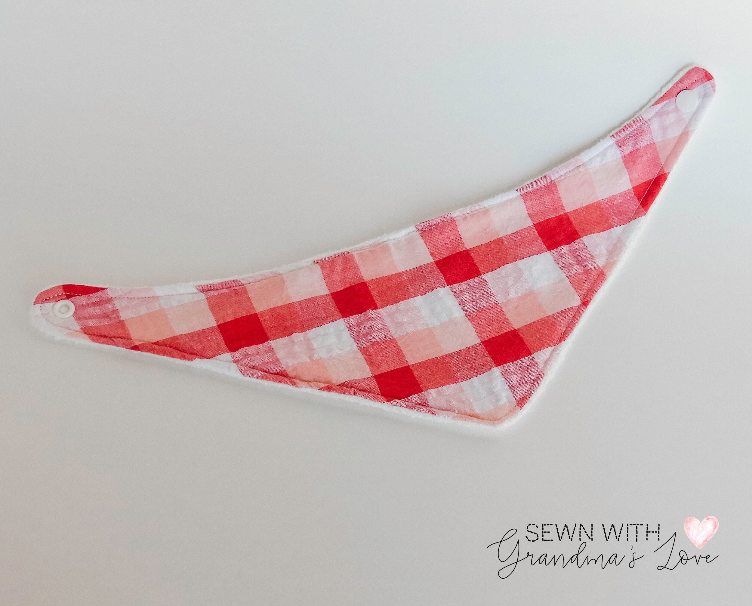 Red White Checkerboard Seersucker Bandana Bib / Teething Bib / Drool Bib / Dribble Bib