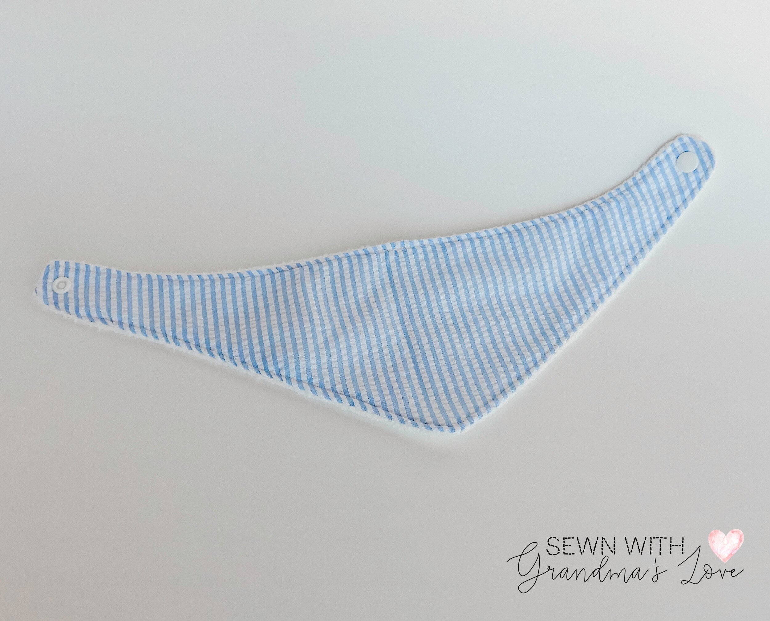 Blue White Striped Seersucker Bandana Bib / Teething Bib / Drool Bib / Dribble Bib
