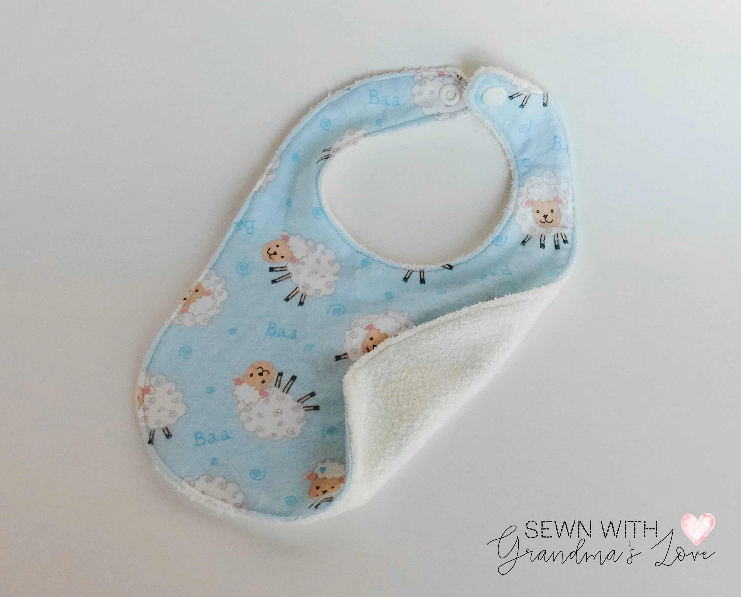 Blue Sheep Classic Flannel Baby Bib