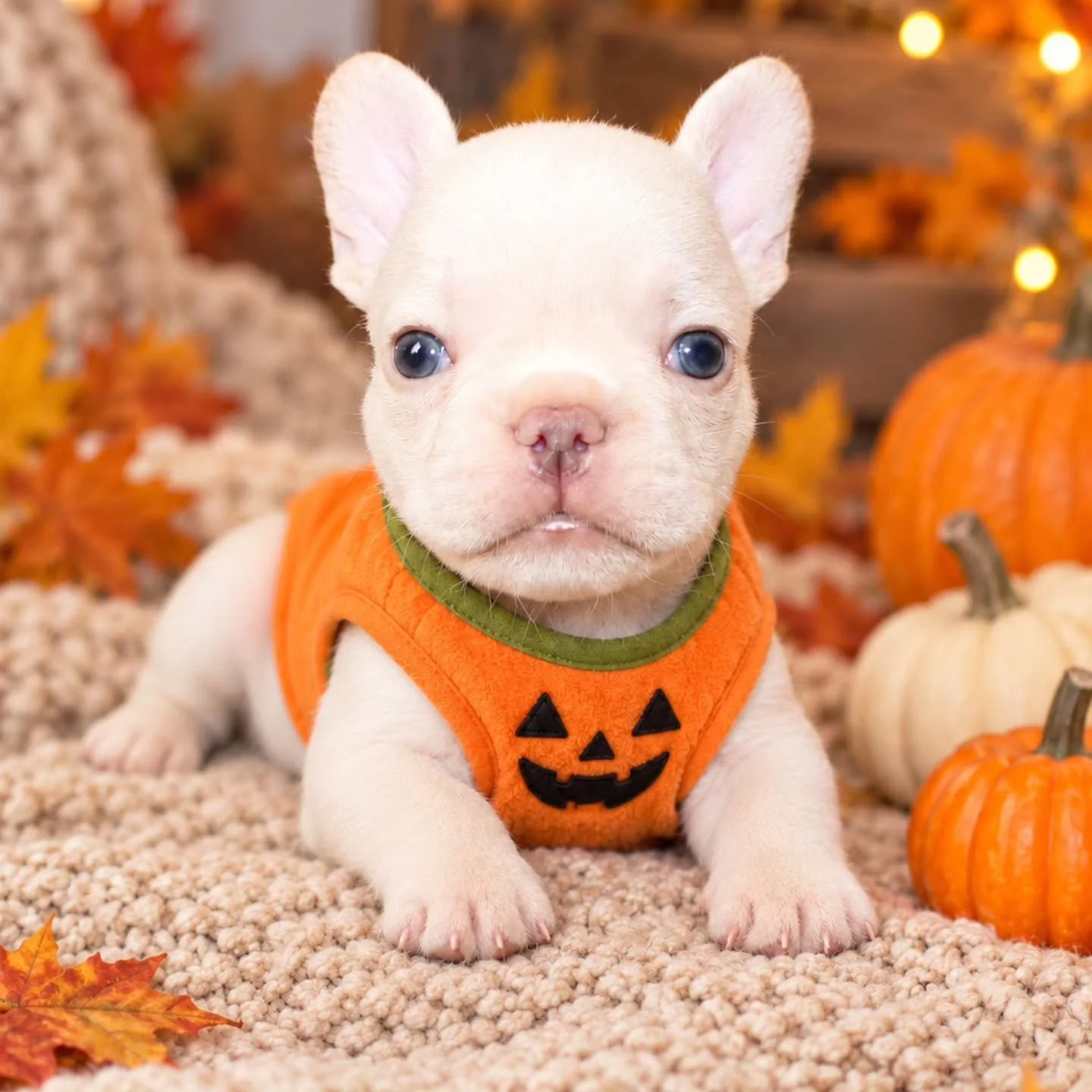No tricks&hellip; just the sweetest little treat! 🎃🐾

This 7-week-old little pumpkin is serving up baby blues, tiny paws, and a face that could charm the ghosts right out of a haunted house. 👻🧡

His Halloween talent? Stealing hearts without even 