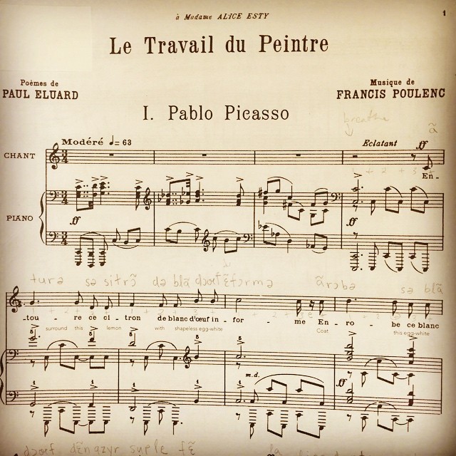 Currently Practicing: The first of this great song cycle by Poulenc...
