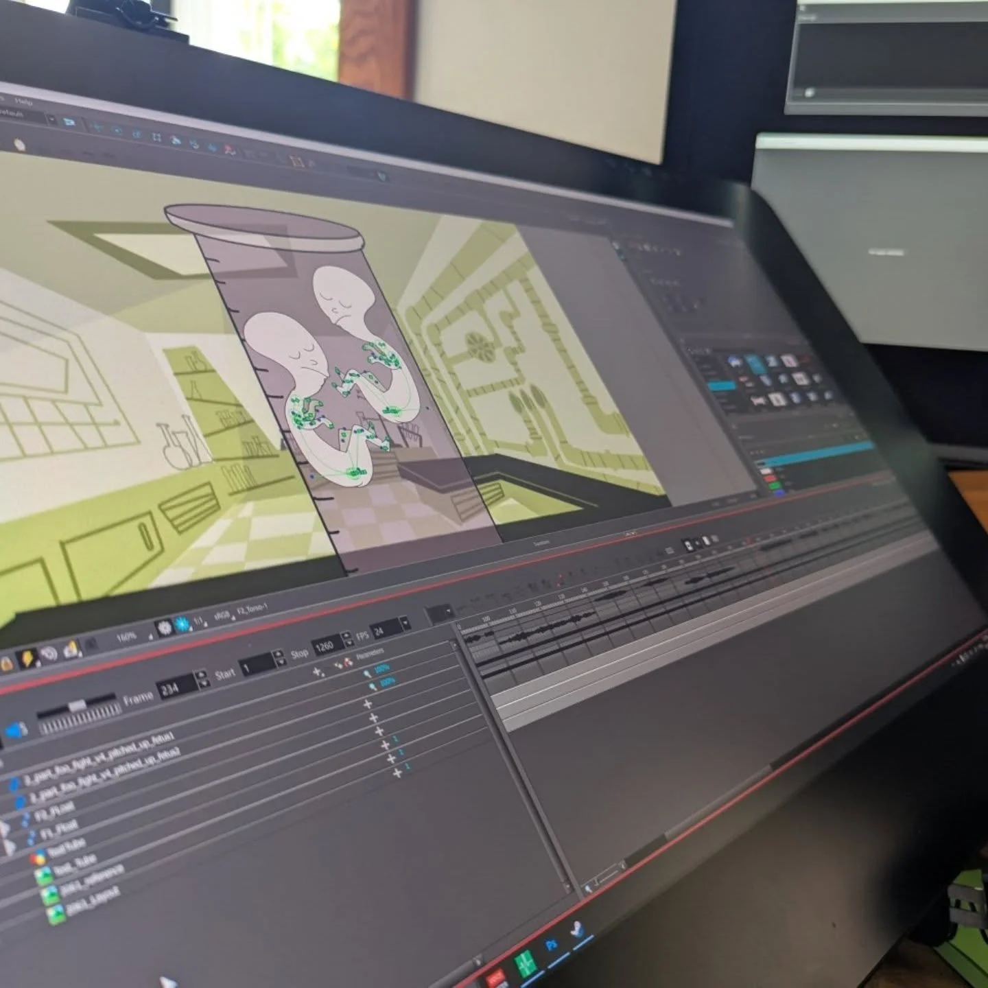 It's August &amp; we're working at @geordietheatre so you know I'm animating something funky in @toonboomanimation harmony. #theatre #animation #2danimation #potatocakesdigital #geordietheatre #videodesign