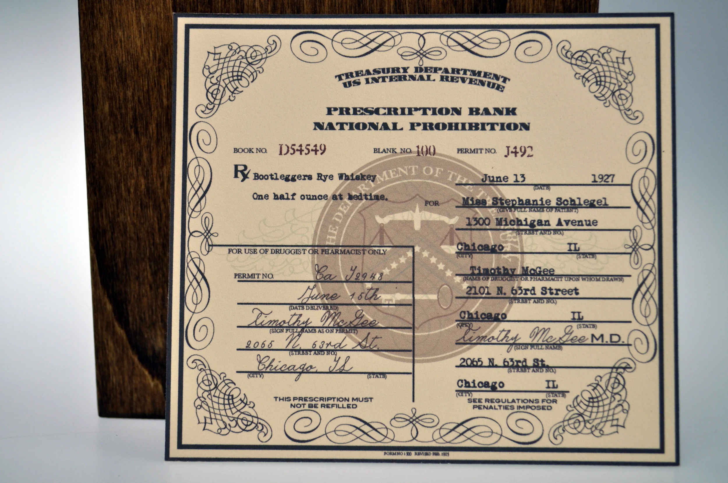 Bootleggers Prescription Card