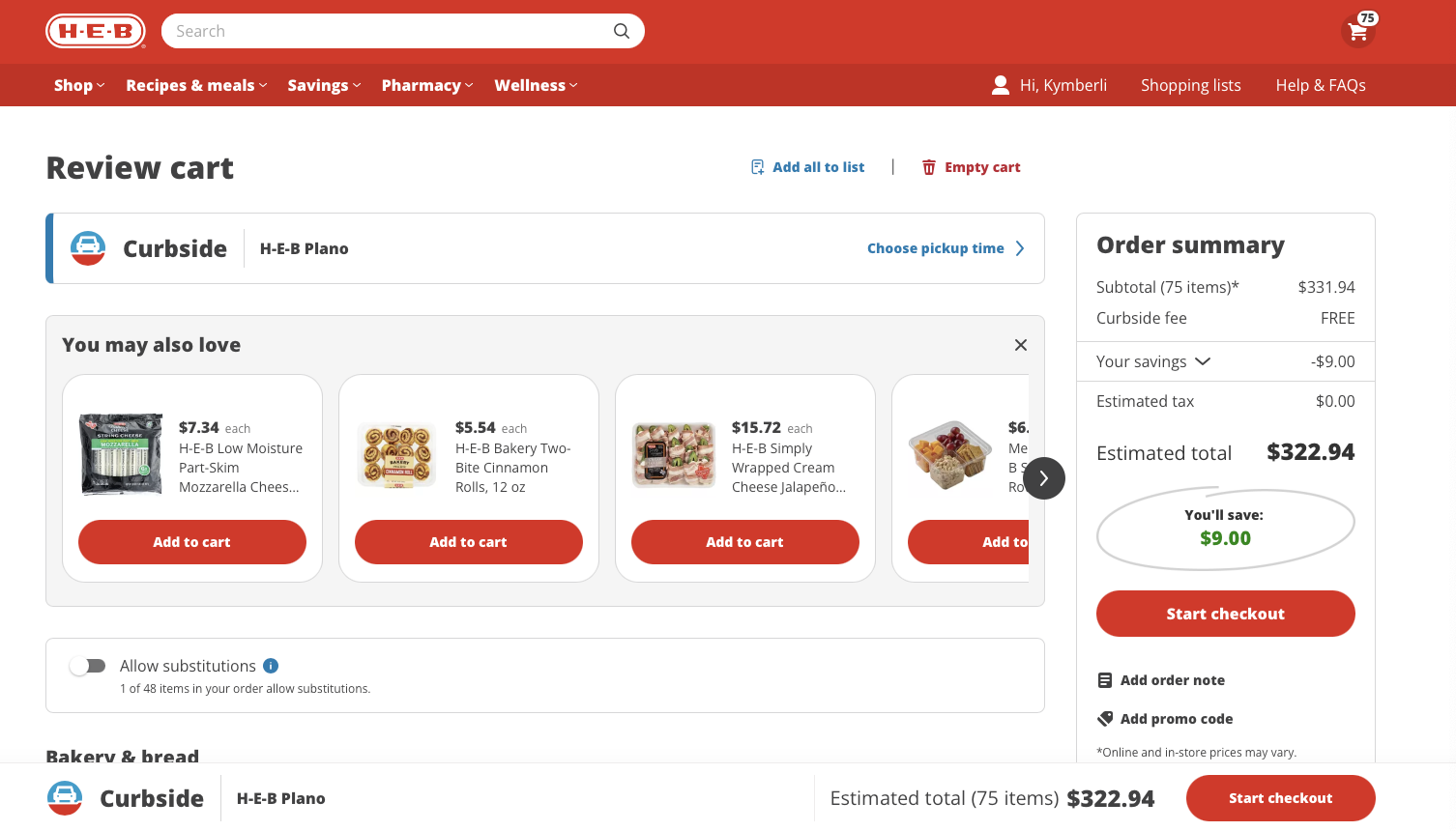 HEB Online Order