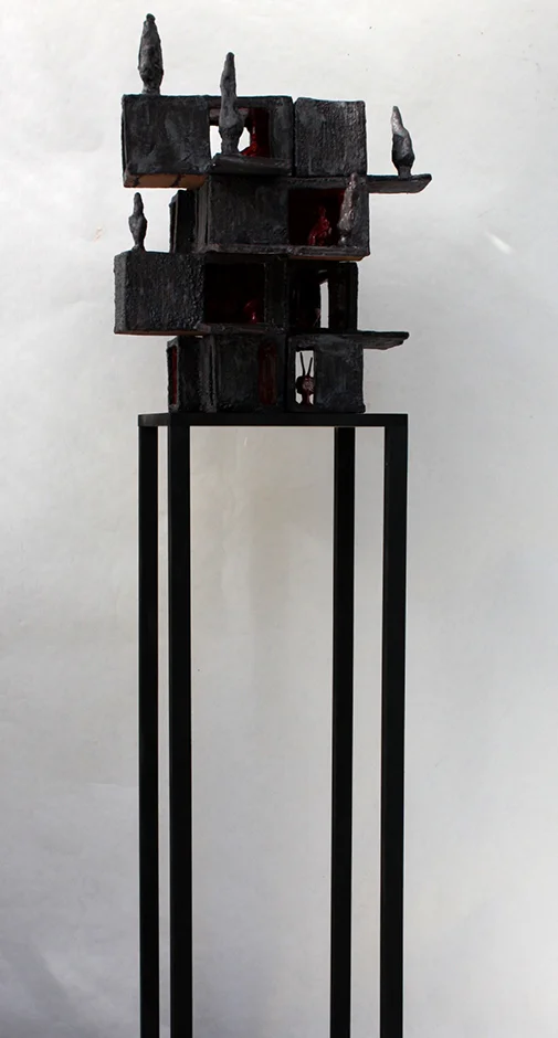  Self portrait as a partially occupied apartment block 2014 Ceramic and steel stand 