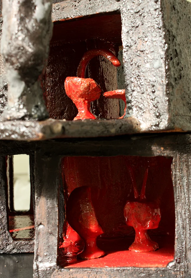  Self portrait as a partially occupied apartment block 2014 Ceramic and steel stand 