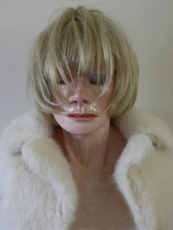 Bunny 2014 Ceramic, rabbit fur coat and blonde wig