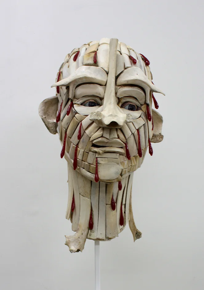  Man of Blood and Bone 2011 Animal bone, epoxy resin, steel stand   