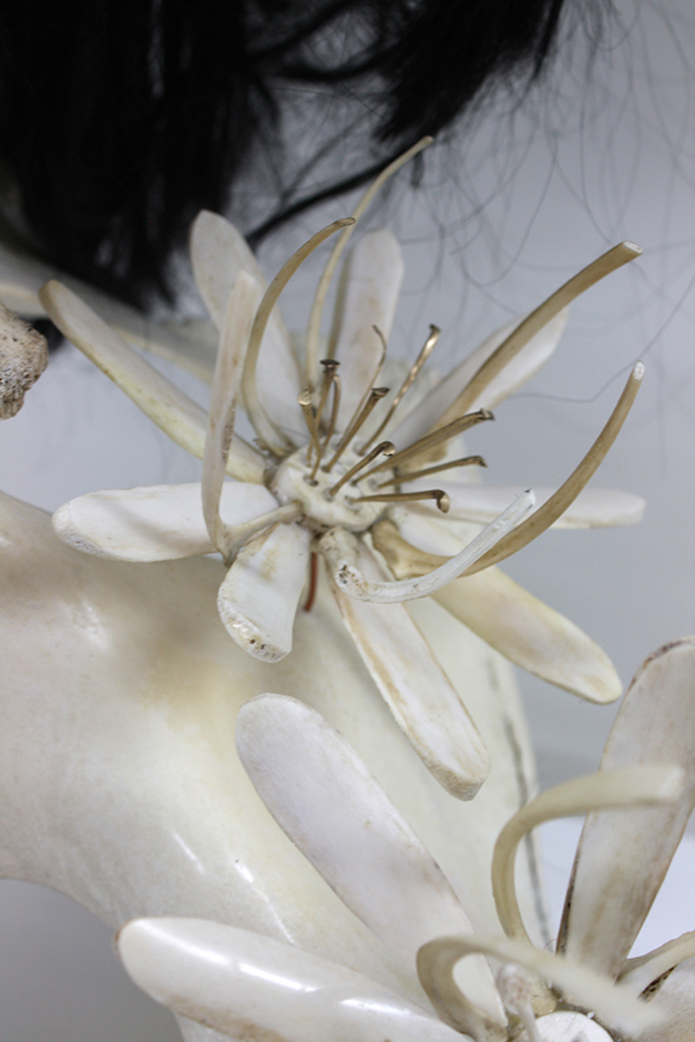  detail of Woman of Bone of Gold and Bone 2012 Animal bone, gold(from wedding ring purchased on TradeMe)   