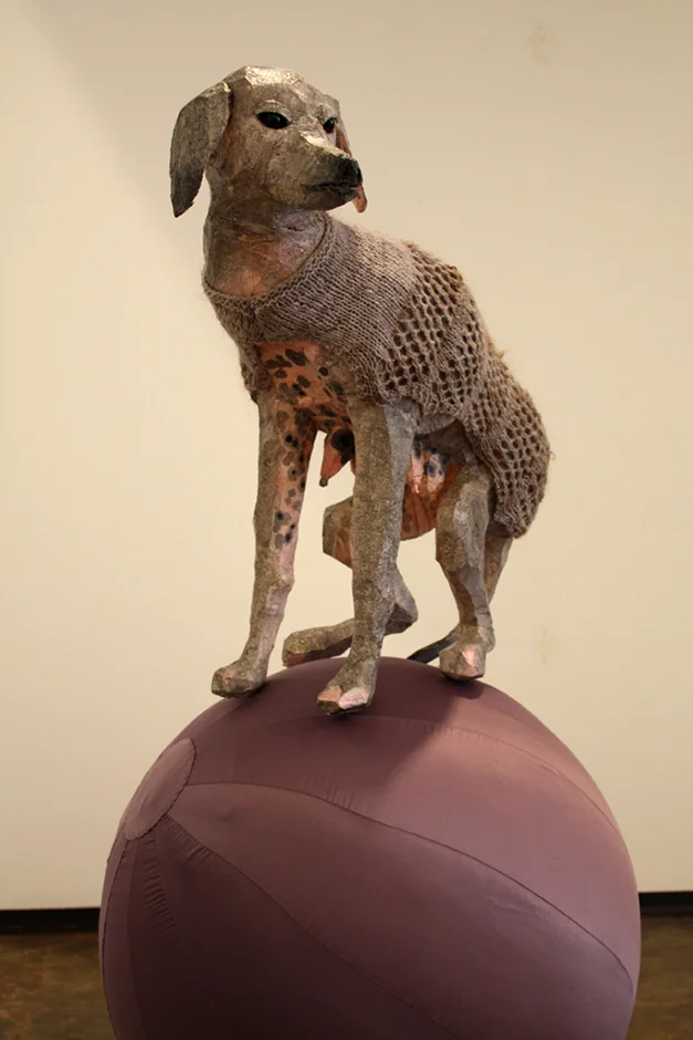 Trickster 2009 Polystyrene, paint, wax, satin, resin, wool, human hair