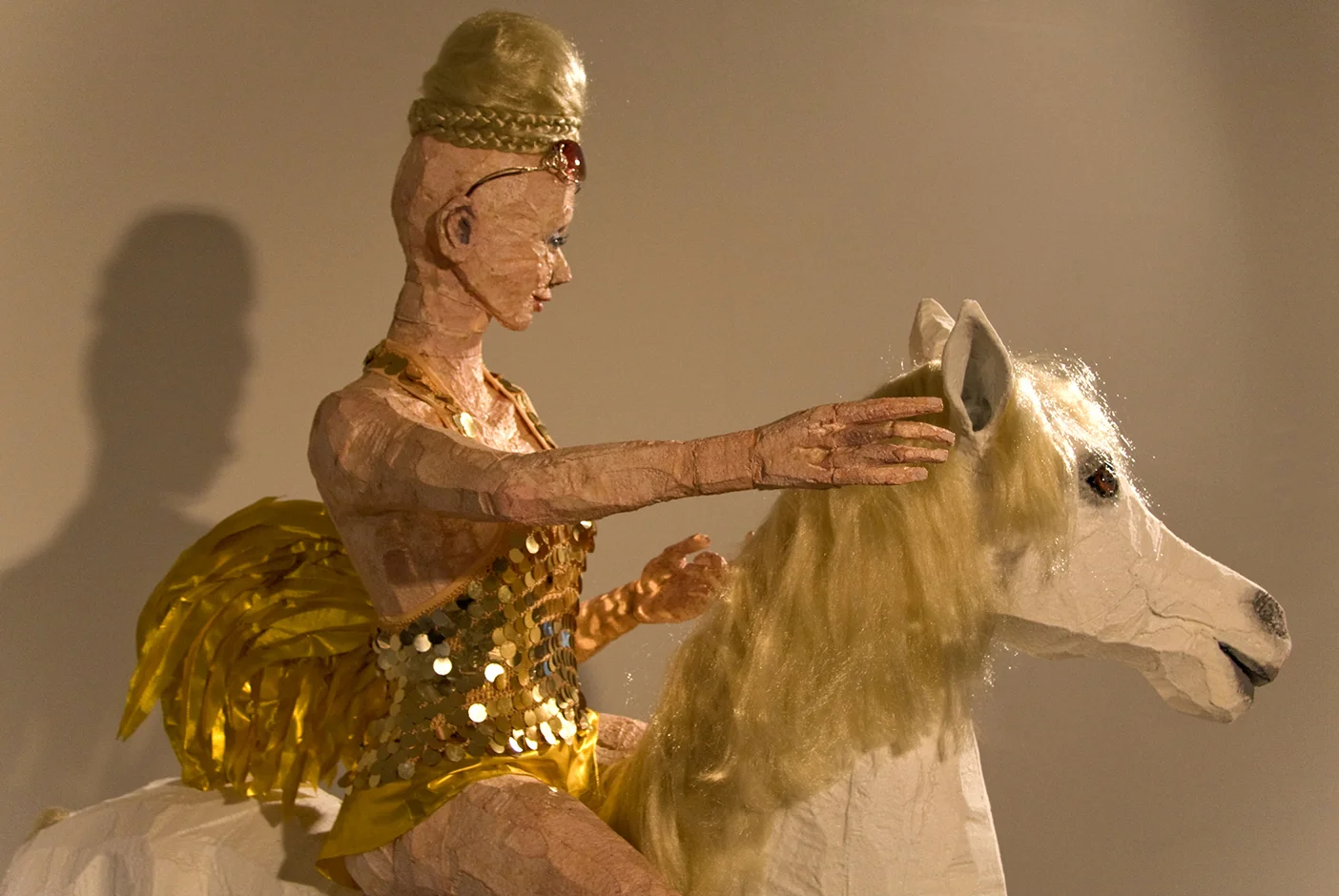 J'adore (with Snakeskin Heels) 2010 Armani snake-skin, high-heels, J'Adore perfume, polystyrene, wax, flocking, acrylic hair, pigeons, mirror, butterflies