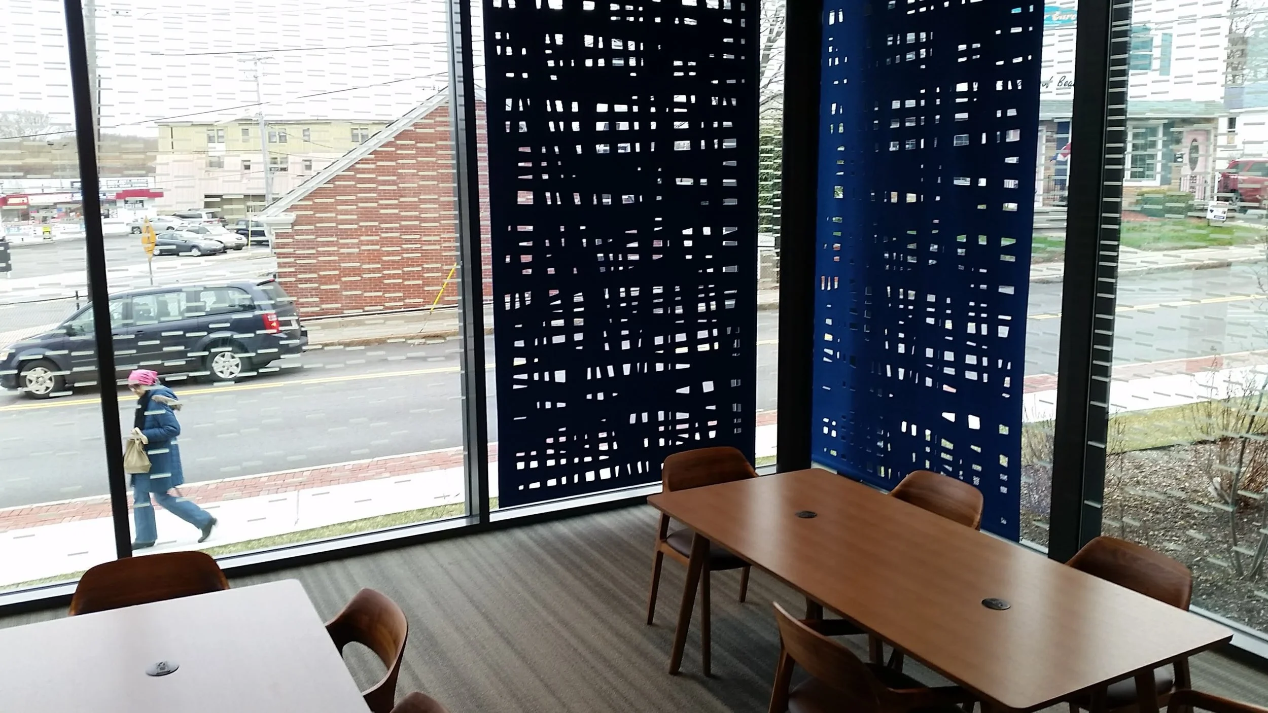 The modern blue tapestries