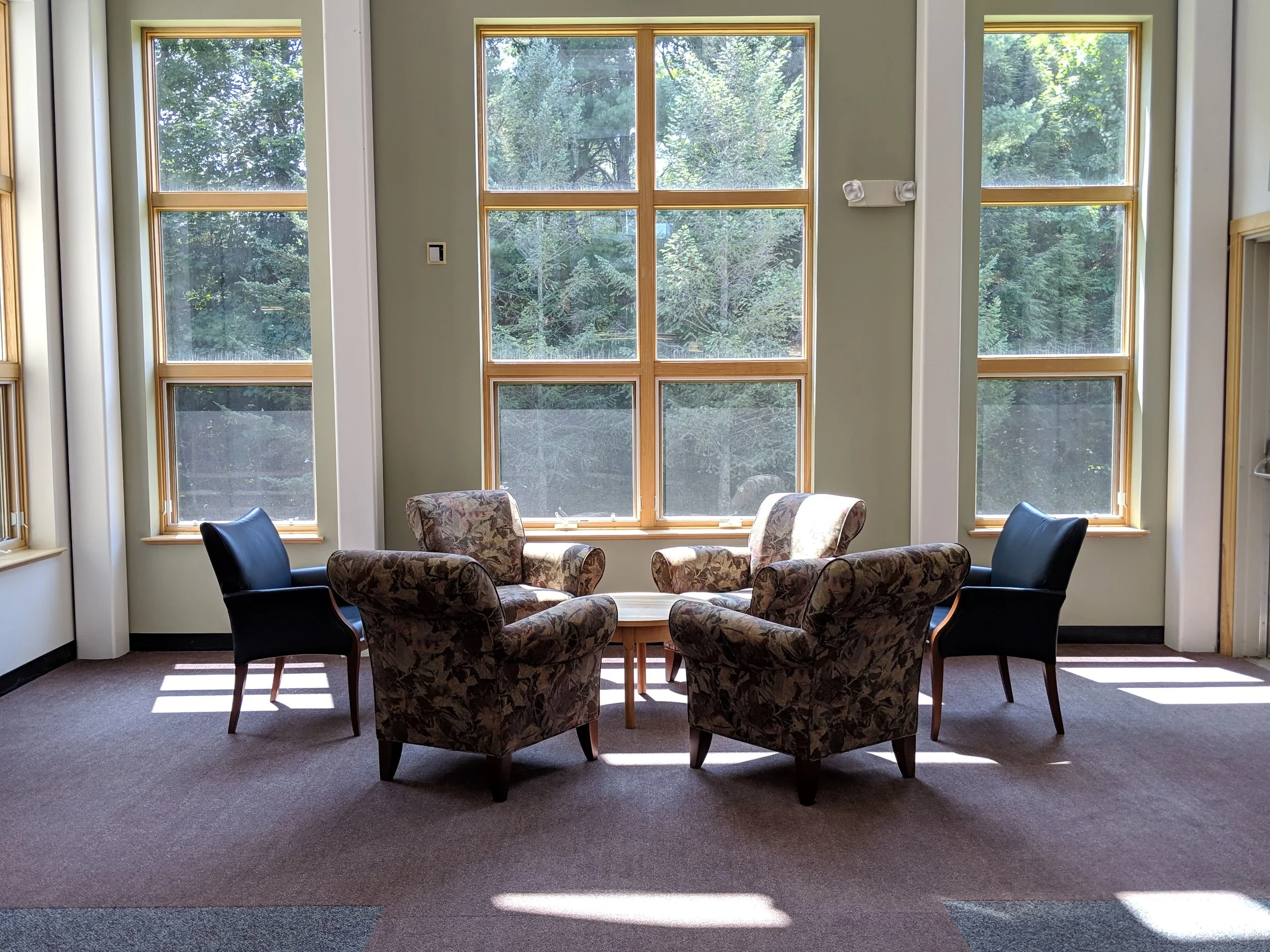 A sunny spot to sit and read or chat with friends.