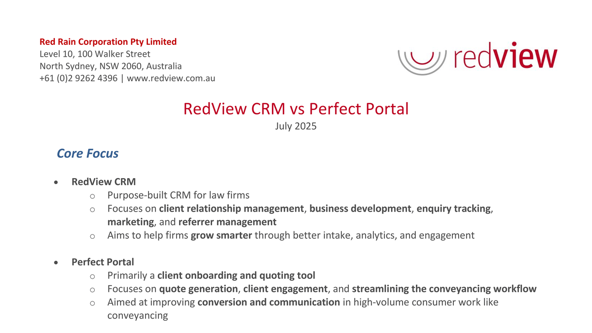 RedView CRM vs Perfect Portal