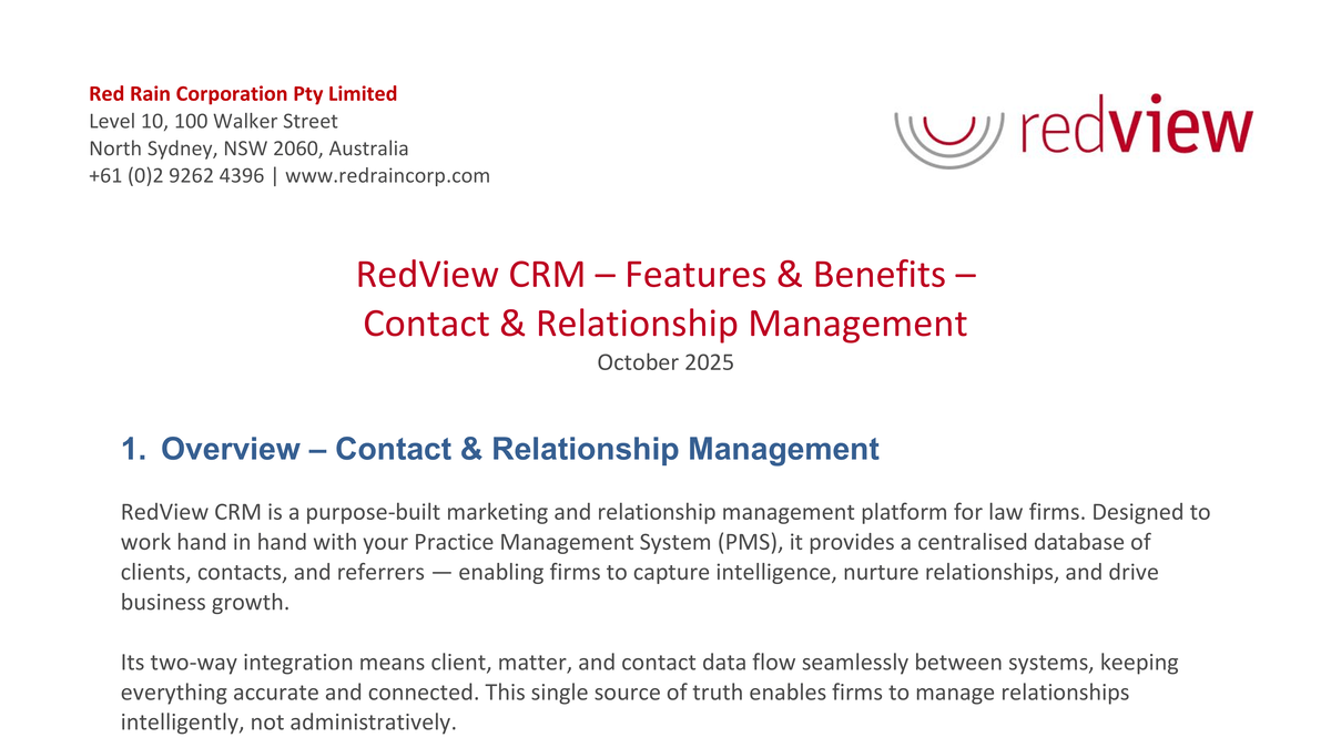 Contact &amp; Relationship Management Features &amp; Benefits