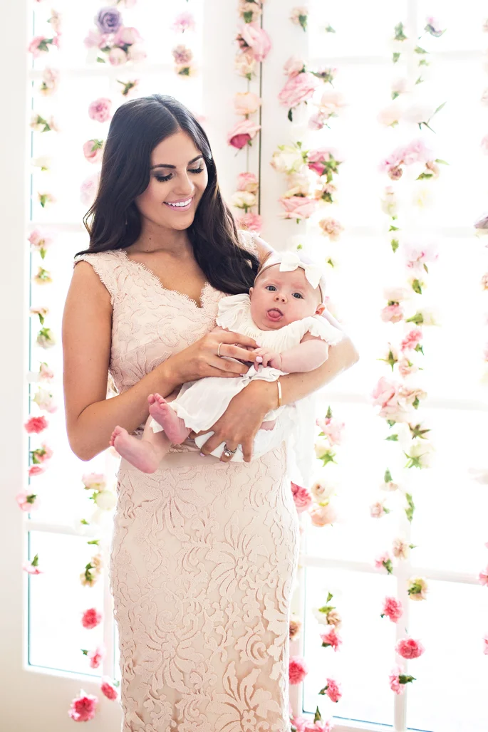 rachel parcell of the pink peonies in tadashi shoji