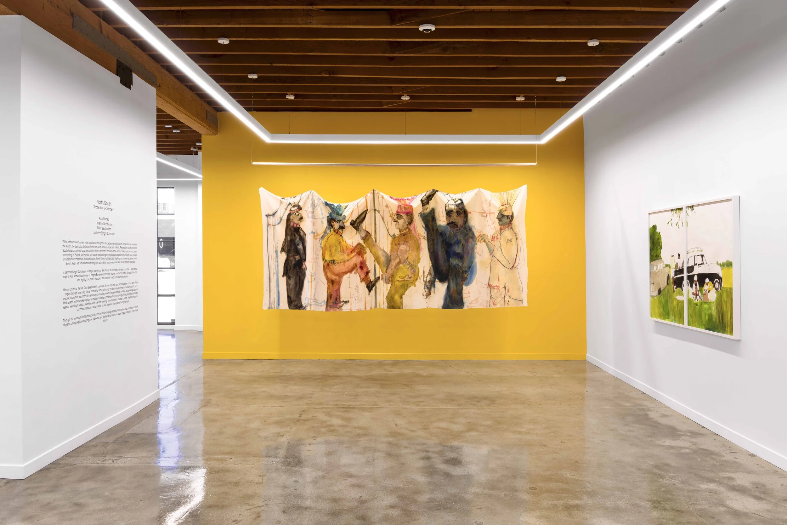 The grand rehearsal, oil, ink and charcoal on muslin, 2024, 72 x 154 inches