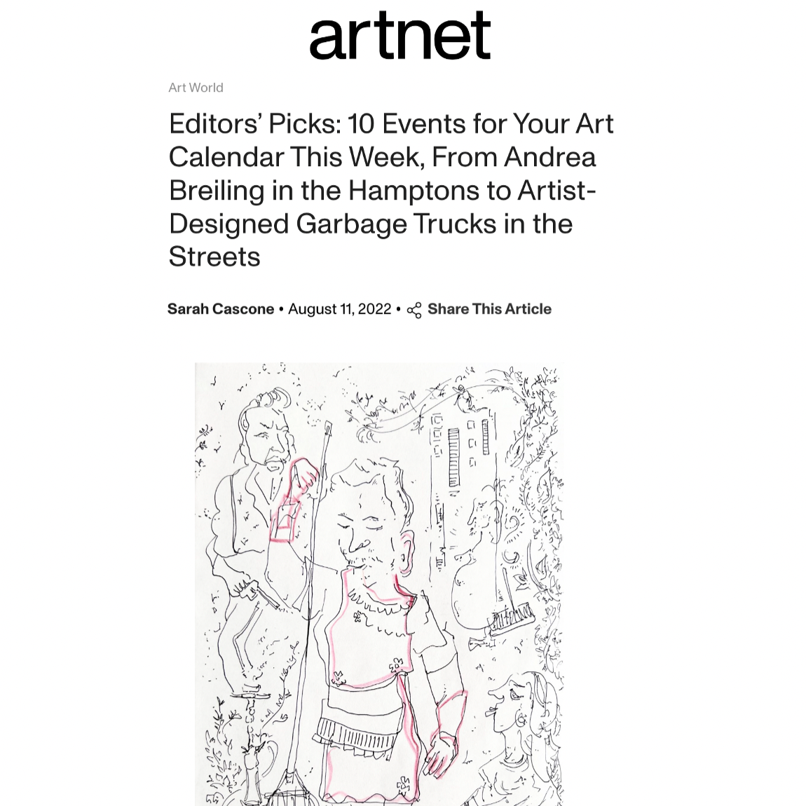 Editors’ Picks: 10 Events for Your Art Calendar This Week, From Andrea Breiling in the Hamptons to Artist-Designed Garbage Trucks in the Streets