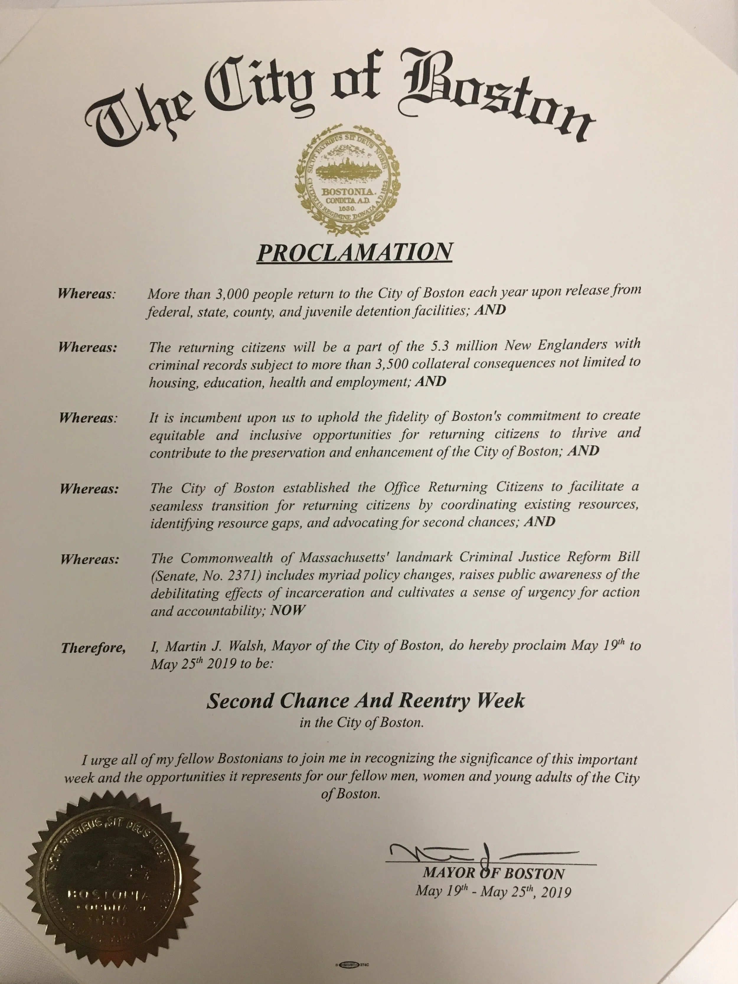 City of Boston Proclamation.JPG