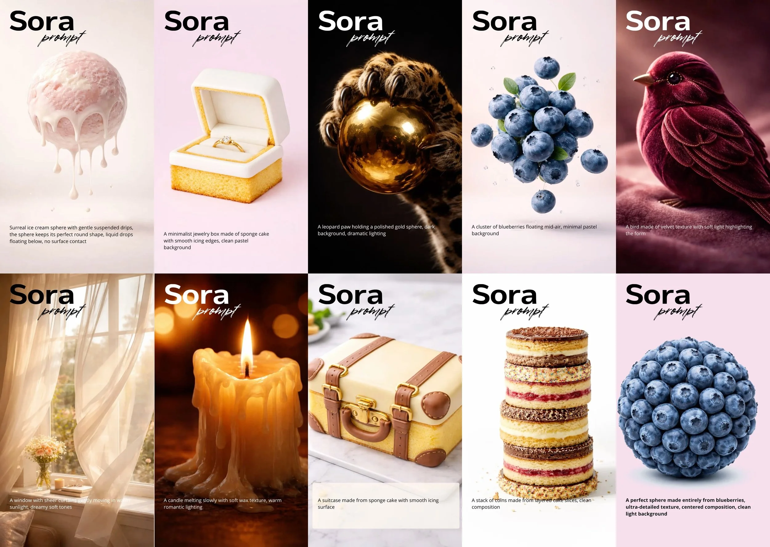 Example Sora prompts that were auto-generated