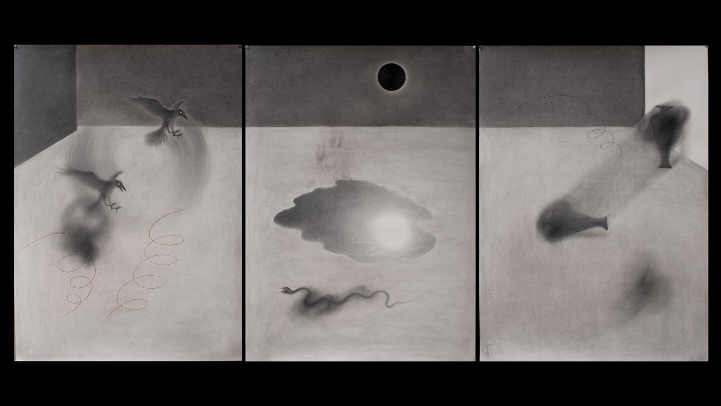 #the_absence_in_itself
The Absence Out of Two, 110x80cm(each), Pencil, Charcoal on 300g Water Paper, 2023