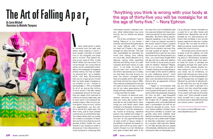 Sloane Magazine, ‘The Art of Falling Apart’ by Carrie A Mitchell