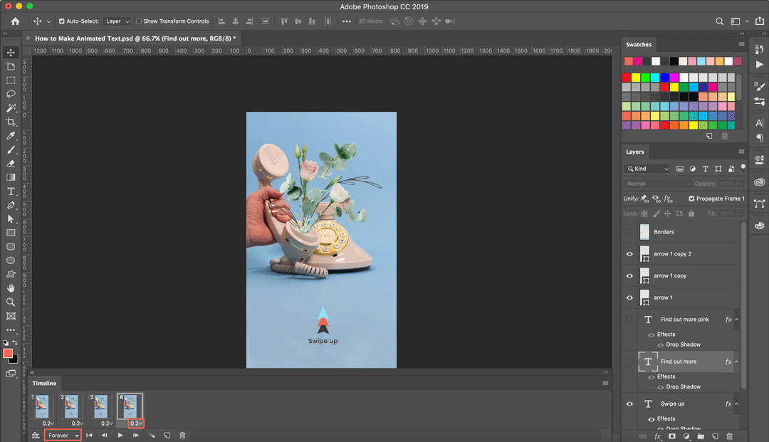 Timing and looping options on the frames, give you further control over your animation.
