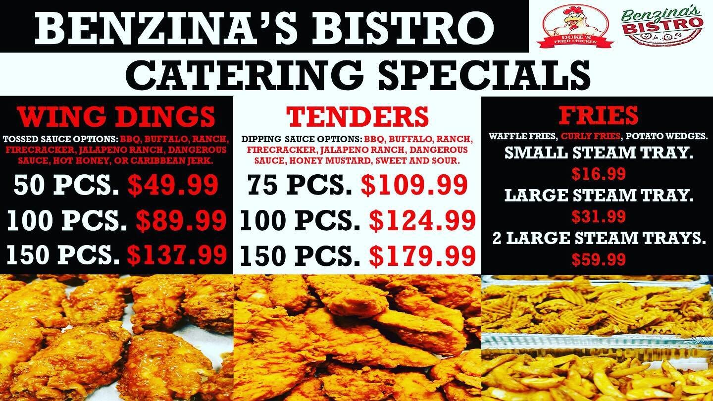 THE BIG GAME IS HERE AND WE ARE EXCITED TO CATER YOUR WATCH PARTY!!! Call today to schedule an order for this Sunday, February 11th, 2024. 

For Full Menu, Go to BenzinasBistro.com. We Deliver through DoorDash. Call today for an Order: (734) 547-5881