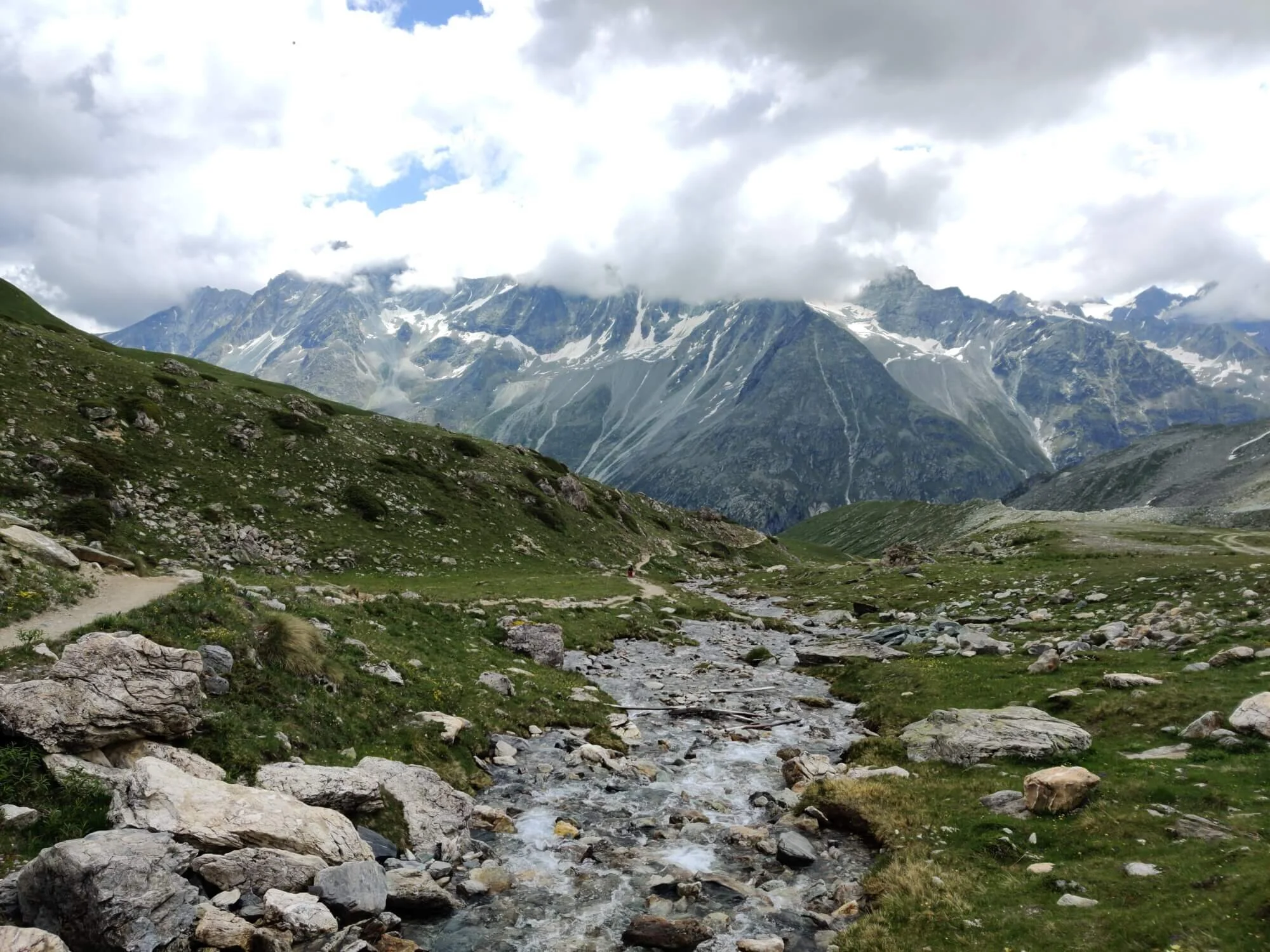 Mountain stream and Alpine scenery on the Walker's Haute Route