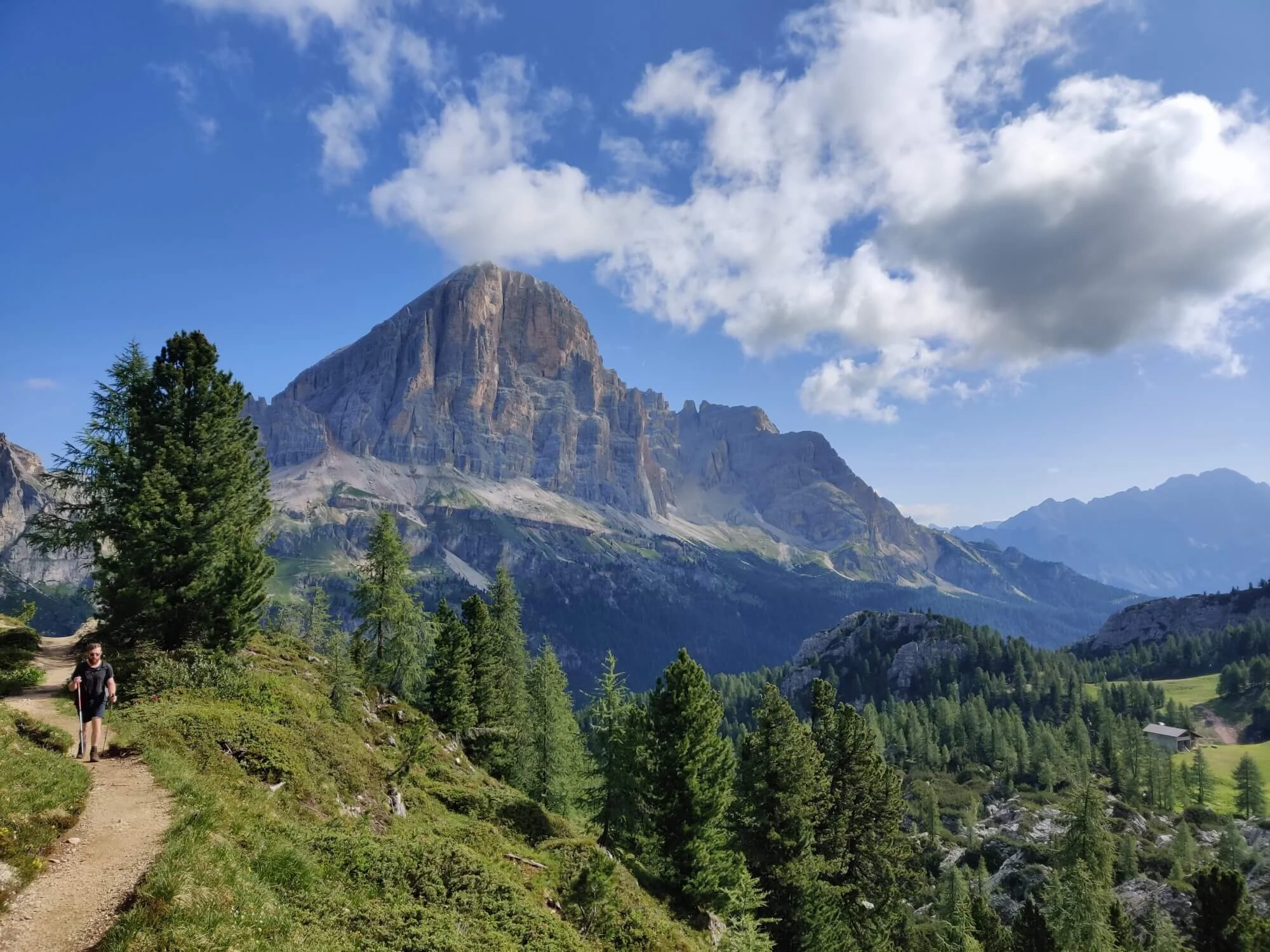 Limestone mountain scenery on Alta Via 1 in the Dolomites