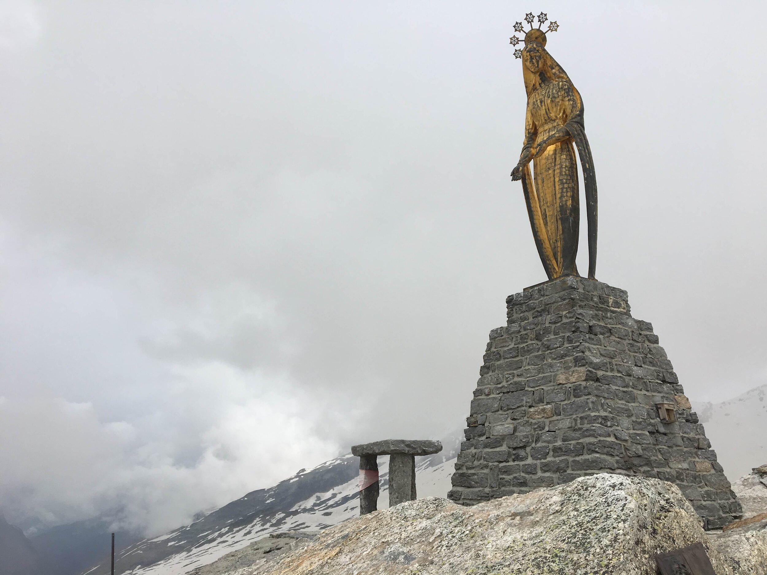 Golden statue of Madonna at Monte Moro pass