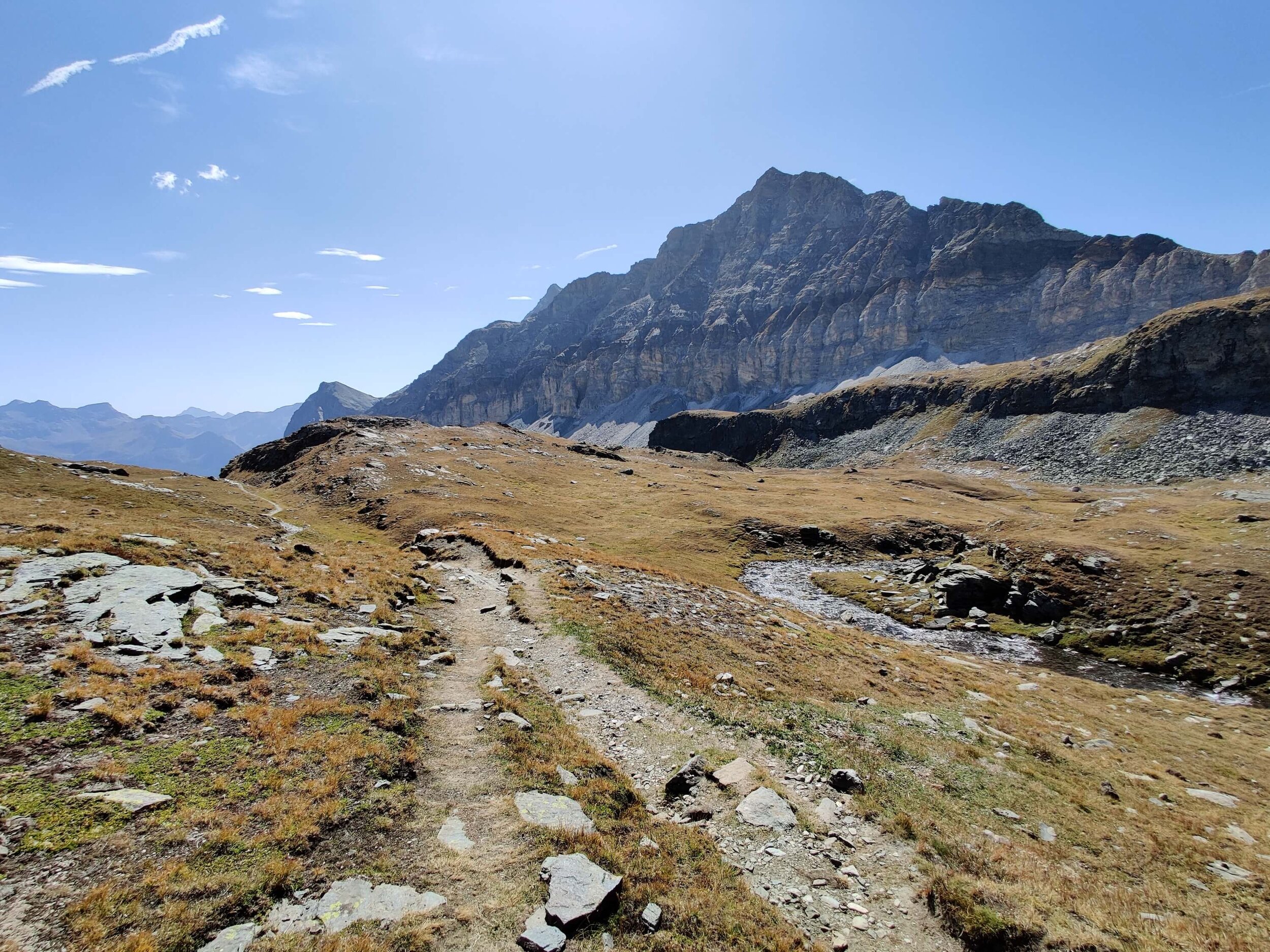 Trail follows alongside Cime Bianche range