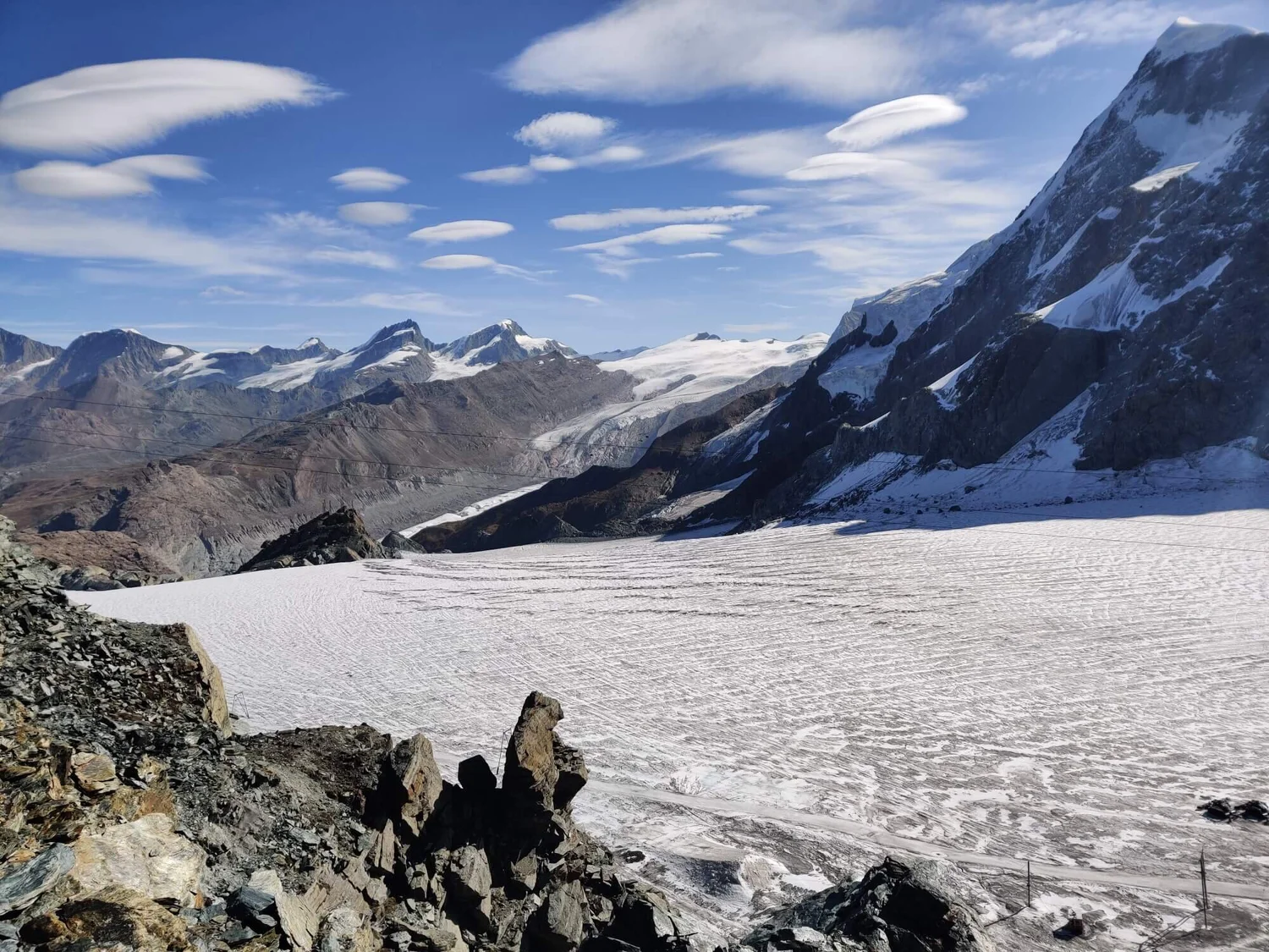 Theodul Glacier between Zermatt and Cervinia on the Tour of Monte Rosa