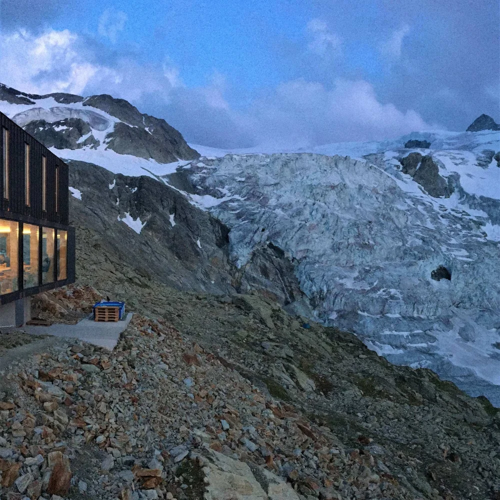 Cabane de Moiry overlooking the Moiry Glacier near the Walker’s Haute Route