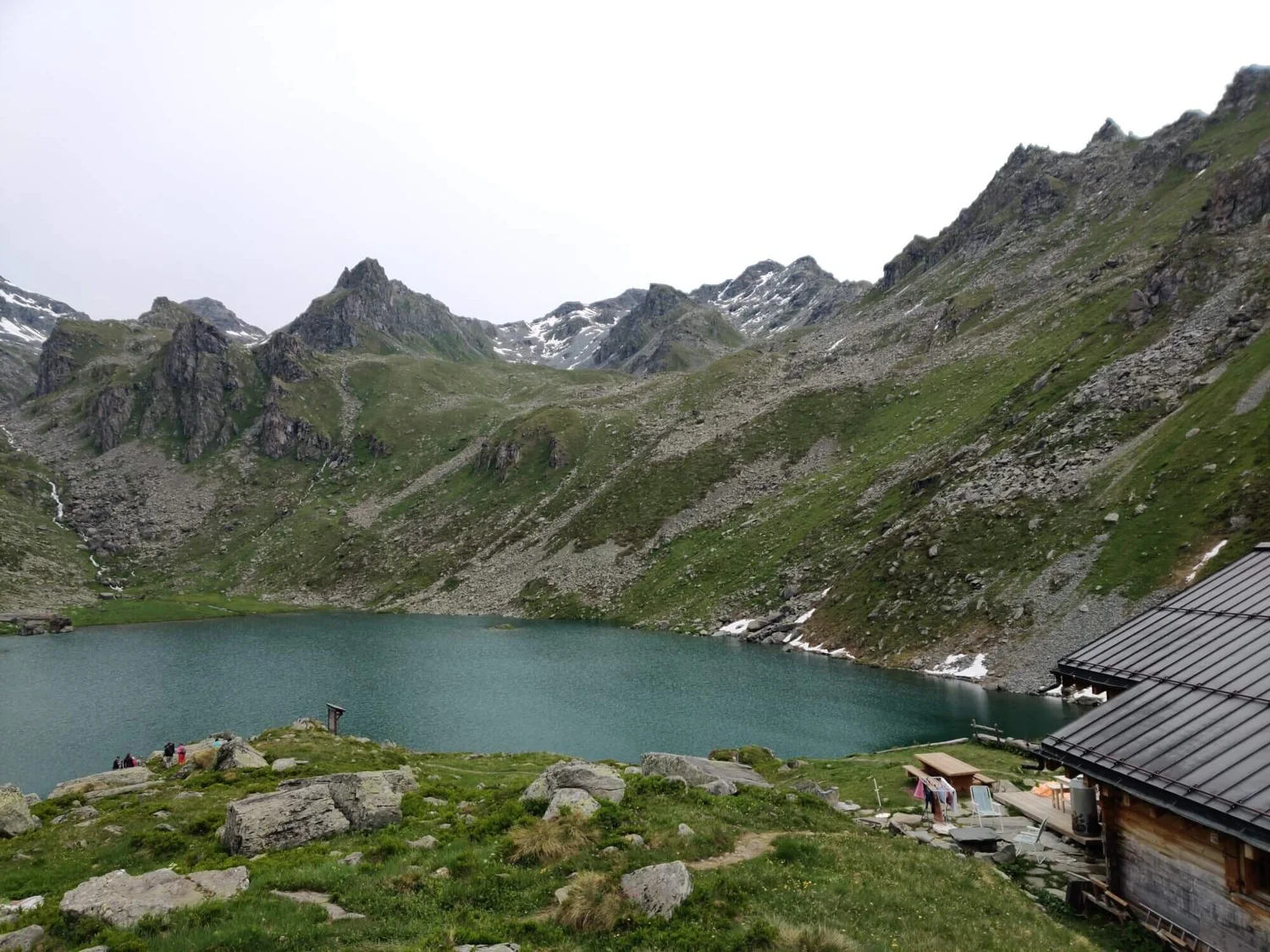 Cabane de Louvie beside Lac de Louvie on the Walker’s Haute Route