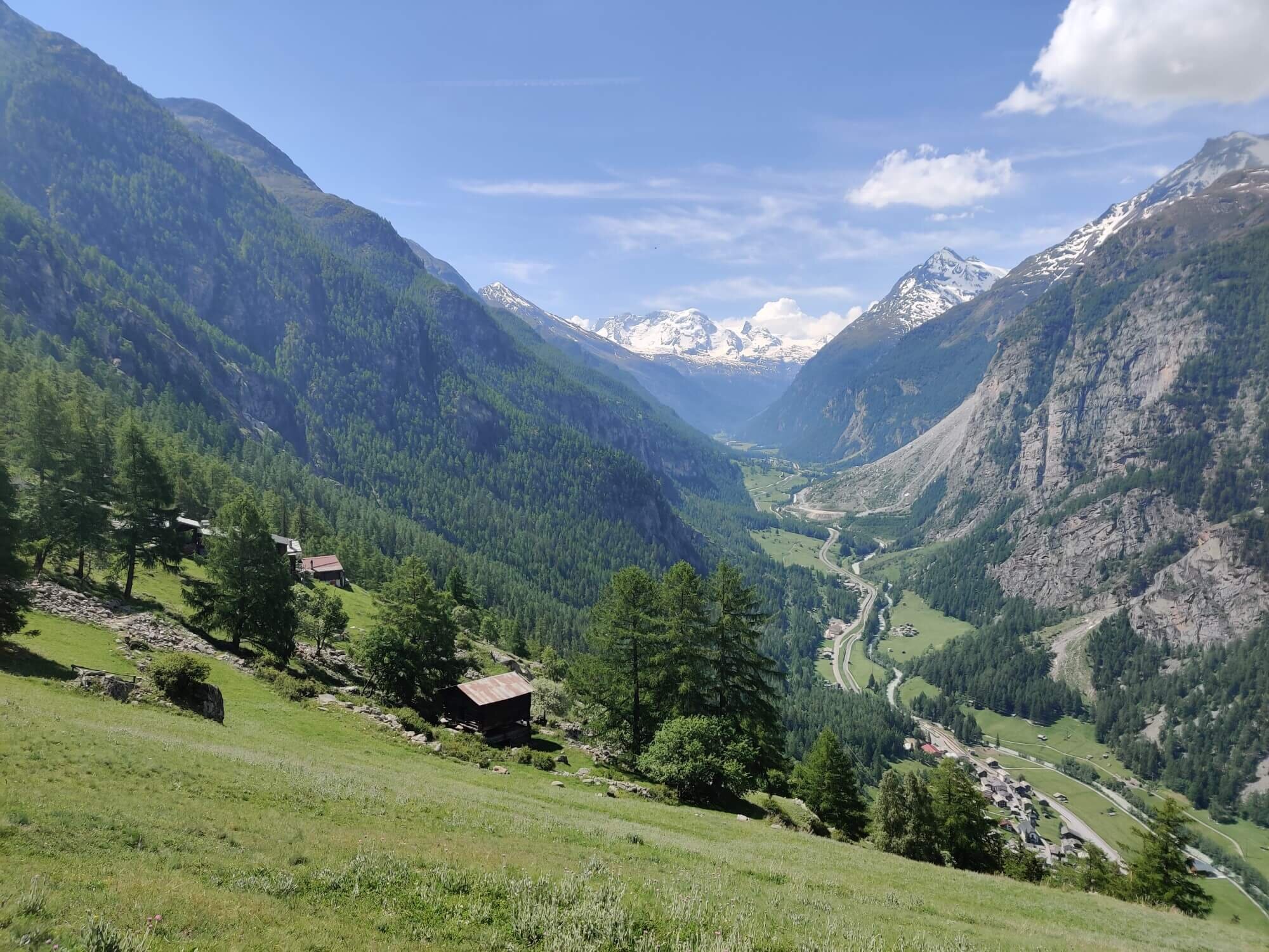 The trail follows the Mattertal Valley floor between St Niklaus and Zermatt