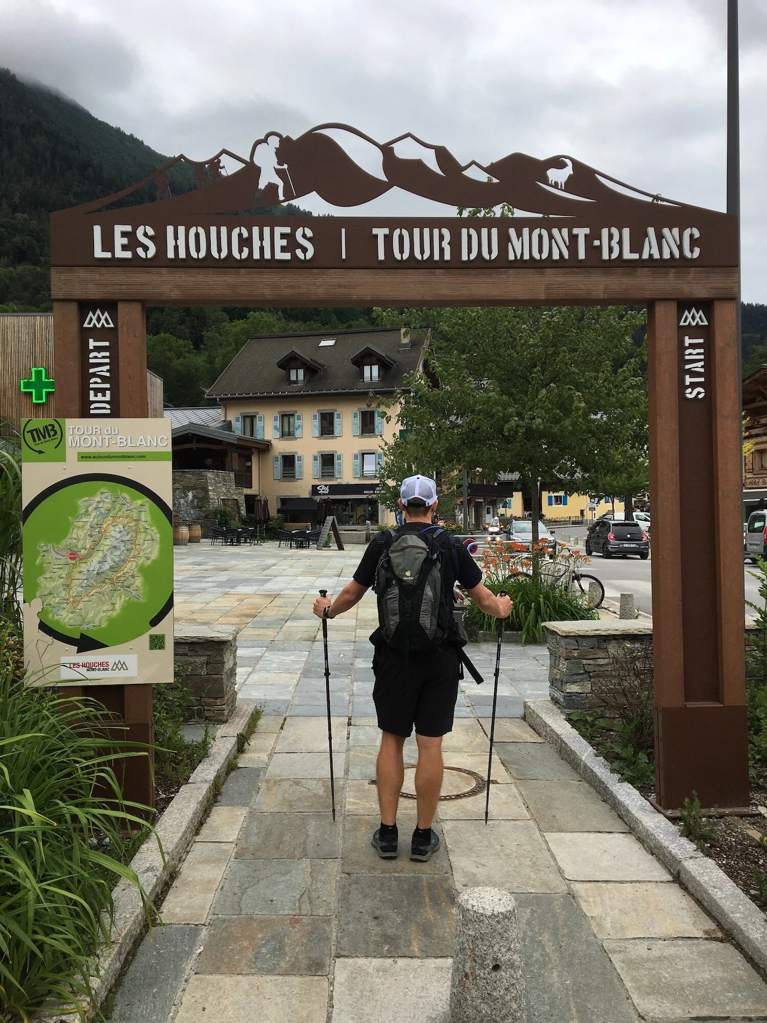 Tour du Mont Blanc trailhead in Les Houches, France