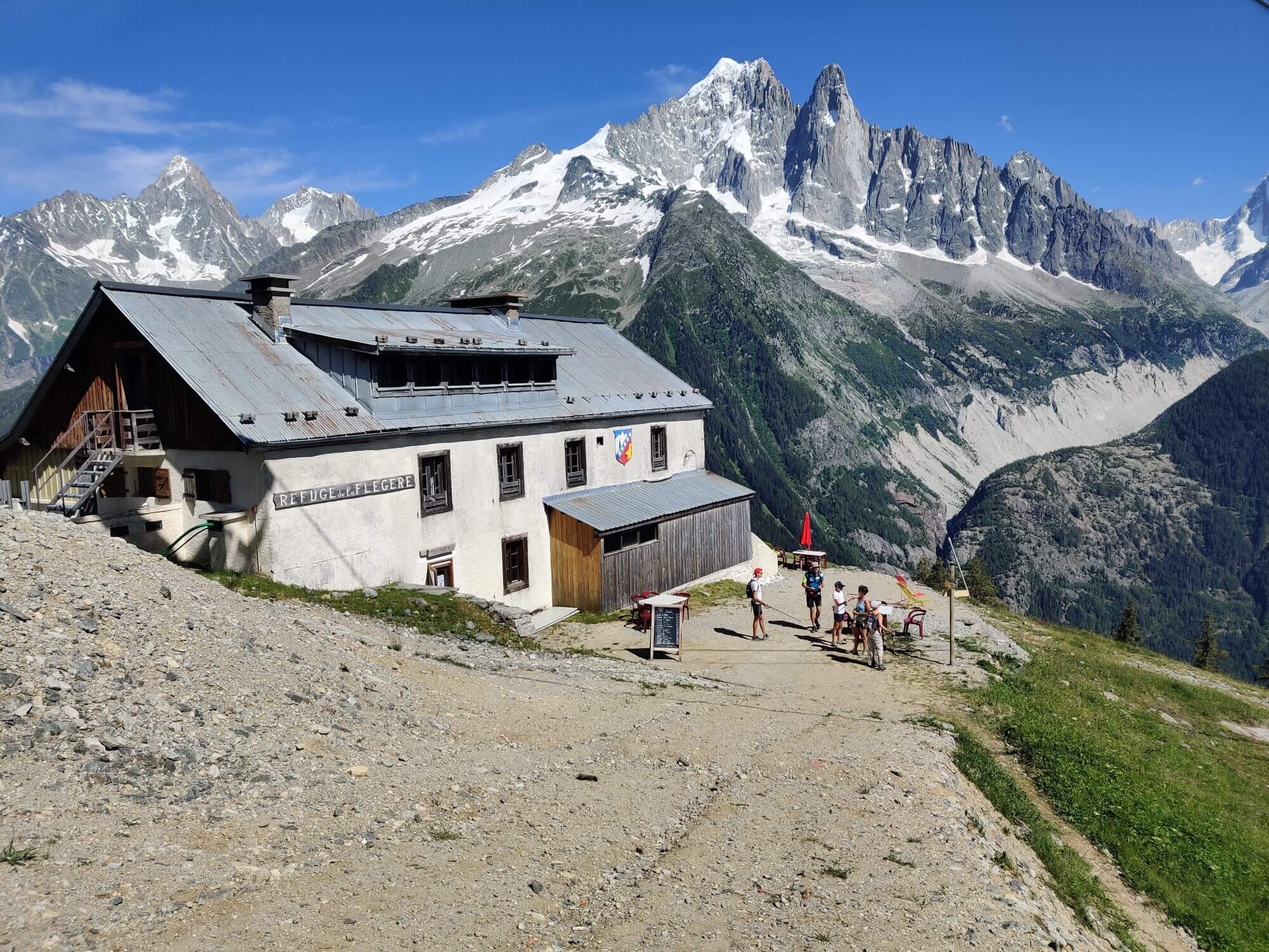 Refuge la Flégére - overlooking the Mont Blanc massif within the Chamonix Valley.
