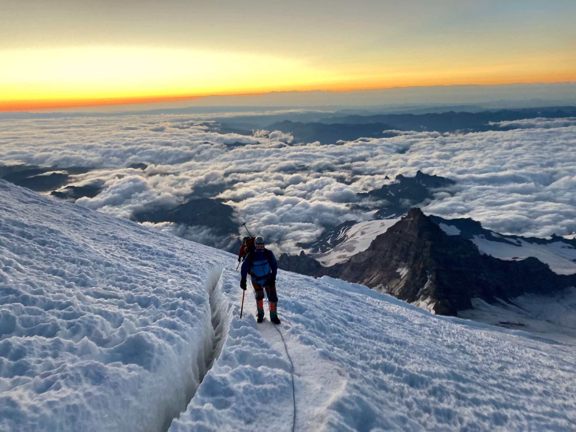  The summit of Mt Rainier at sunrise. Photo: Sam Goldklang 