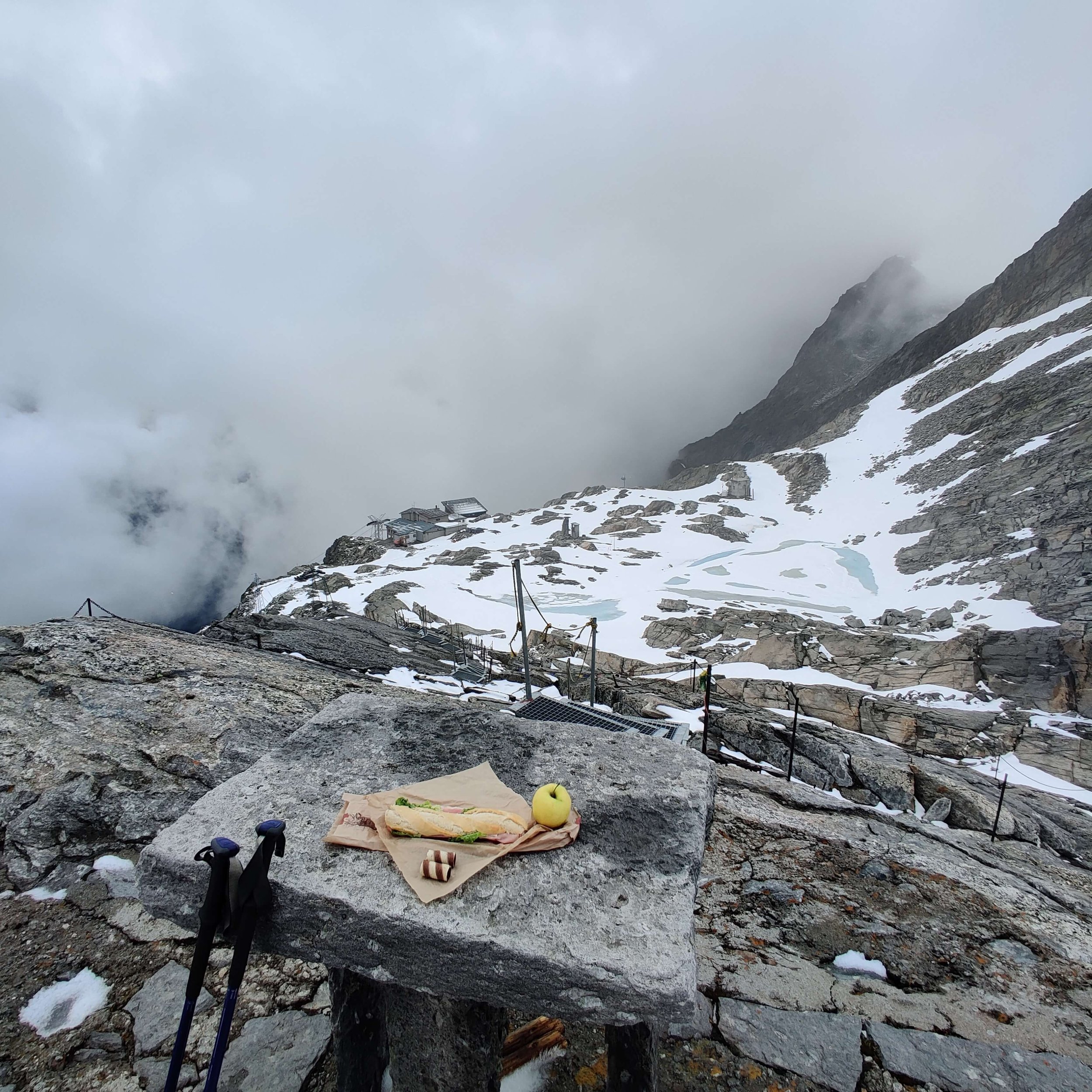 Lunch at the top looking towards Rifugio Oberto