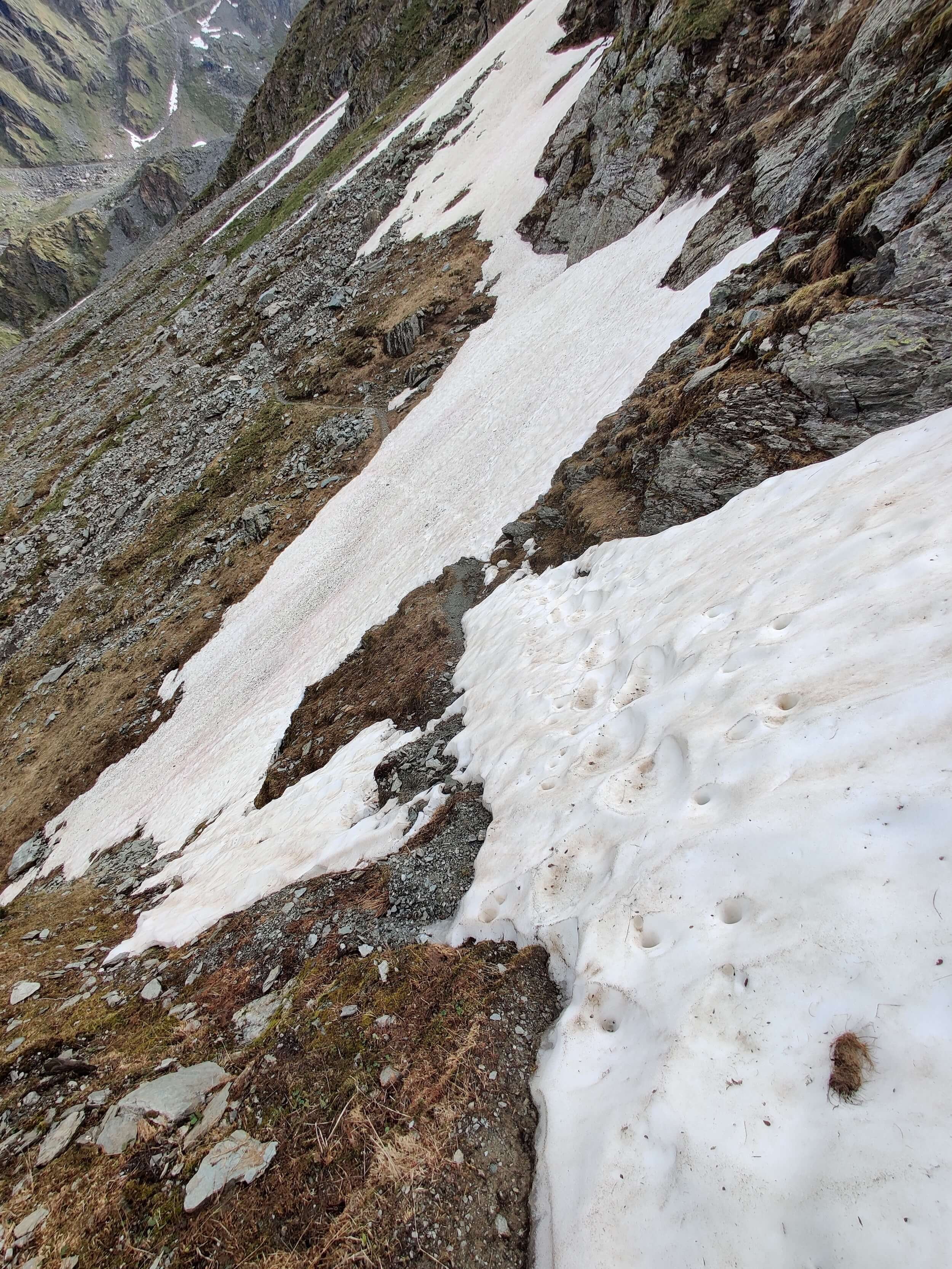 Snow patch to cross in Verbier ski area when just started Sentier des Chamois trail_3 June 2022_resized.jpg