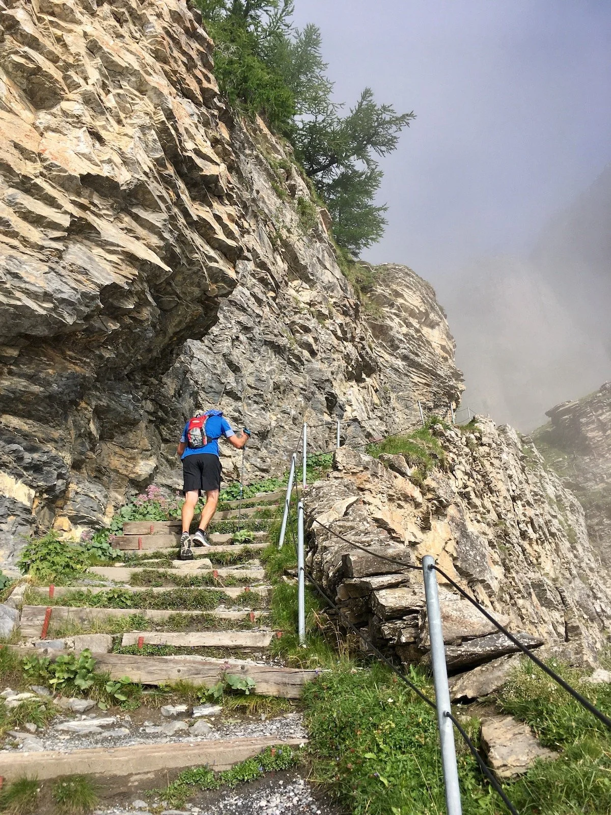 Mountain path descending from Gemmi Pass towards Leukerbad