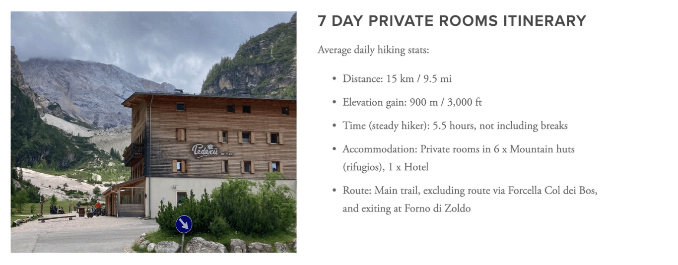 7 Day Private Rooms Itinerary