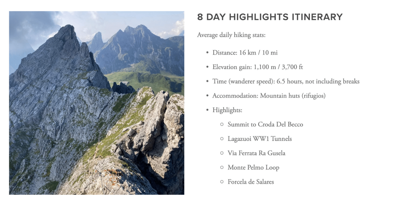 8 Day Highlights Itinerary